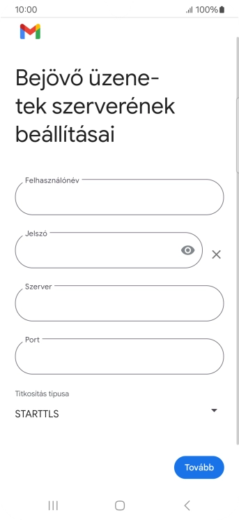 Kattints a „Felhasználónév” alatti mezőre, és írd be az e-mail-fiókodhoz tartozó felhasználónevet.