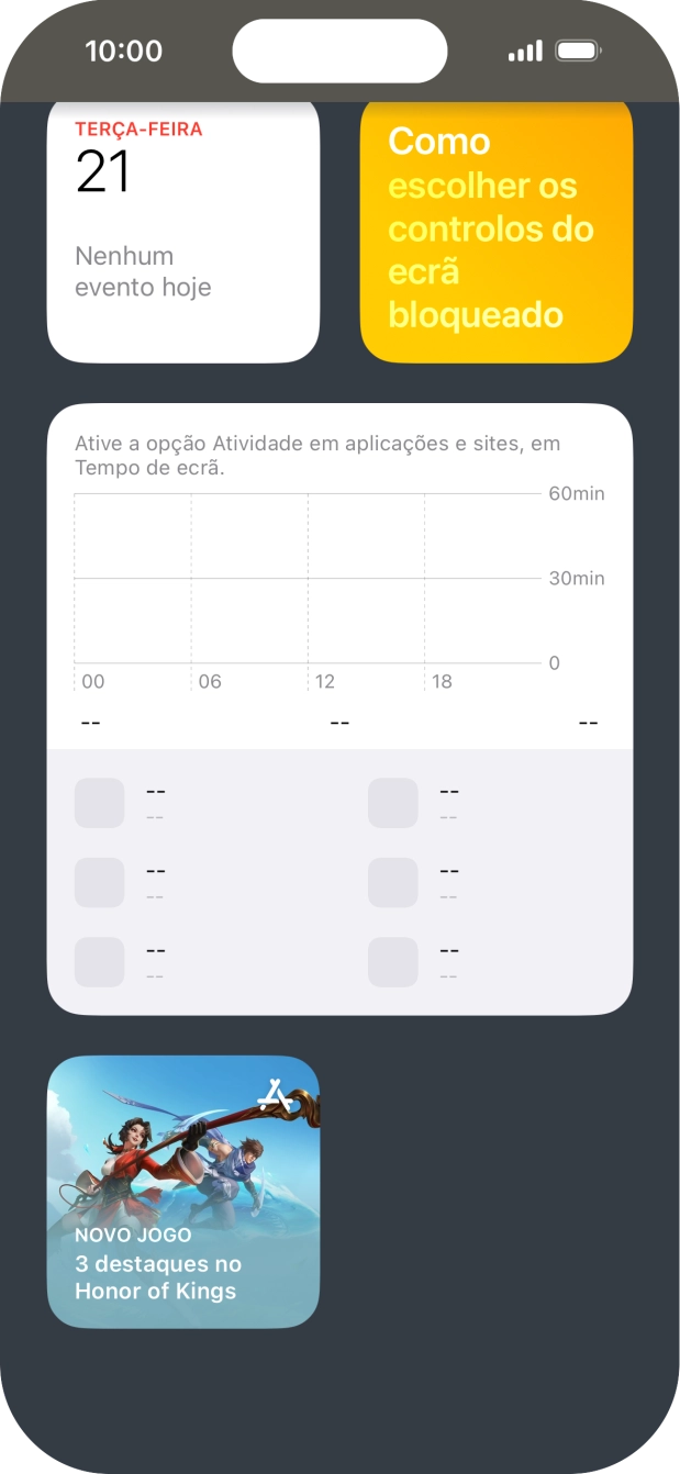 Mantenha premido o widget pretendido até aparecer um menu no ecrã.