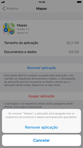 Prima Remover aplicação.