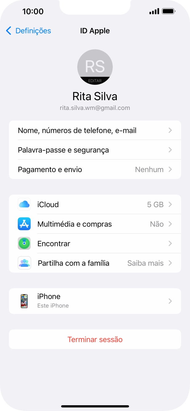 Para voltar ao ecrã inicial, deslize o dedo de baixo para cima a partir da base do ecrã.