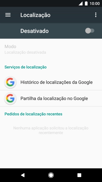 Prima o indicador para ativar ou desativar a função.