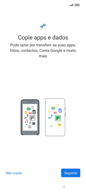 É possível transferir conteúdo de outro telefone quando o telefone for ativado antes da primeira utilização e quando o telefone tiver sido reiniciado. Quando esta imagem for mostrada no ecrã, o telefone está pronto para transferir conteúdo de outro telefone.