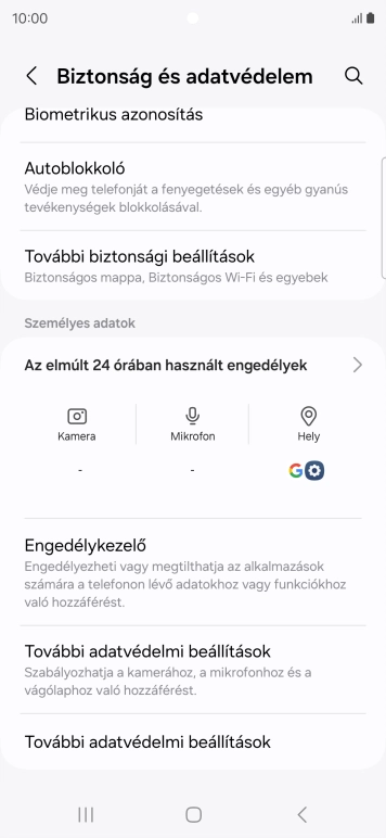 Válaszd a További biztonsági beállítások lehetőséget.