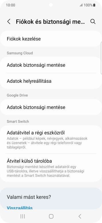 Válaszd a Fiókok kezelése lehetőséget.