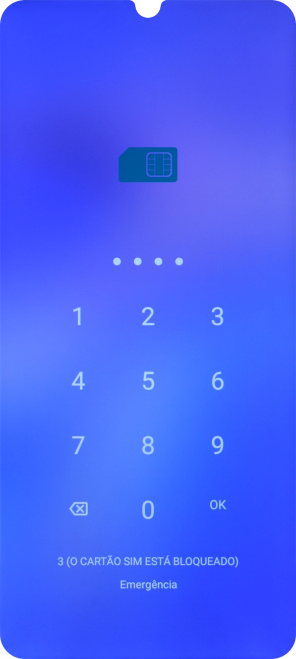Se o cartão SIM estiver bloqueado, deve introduzir o código PIN e premir OK.