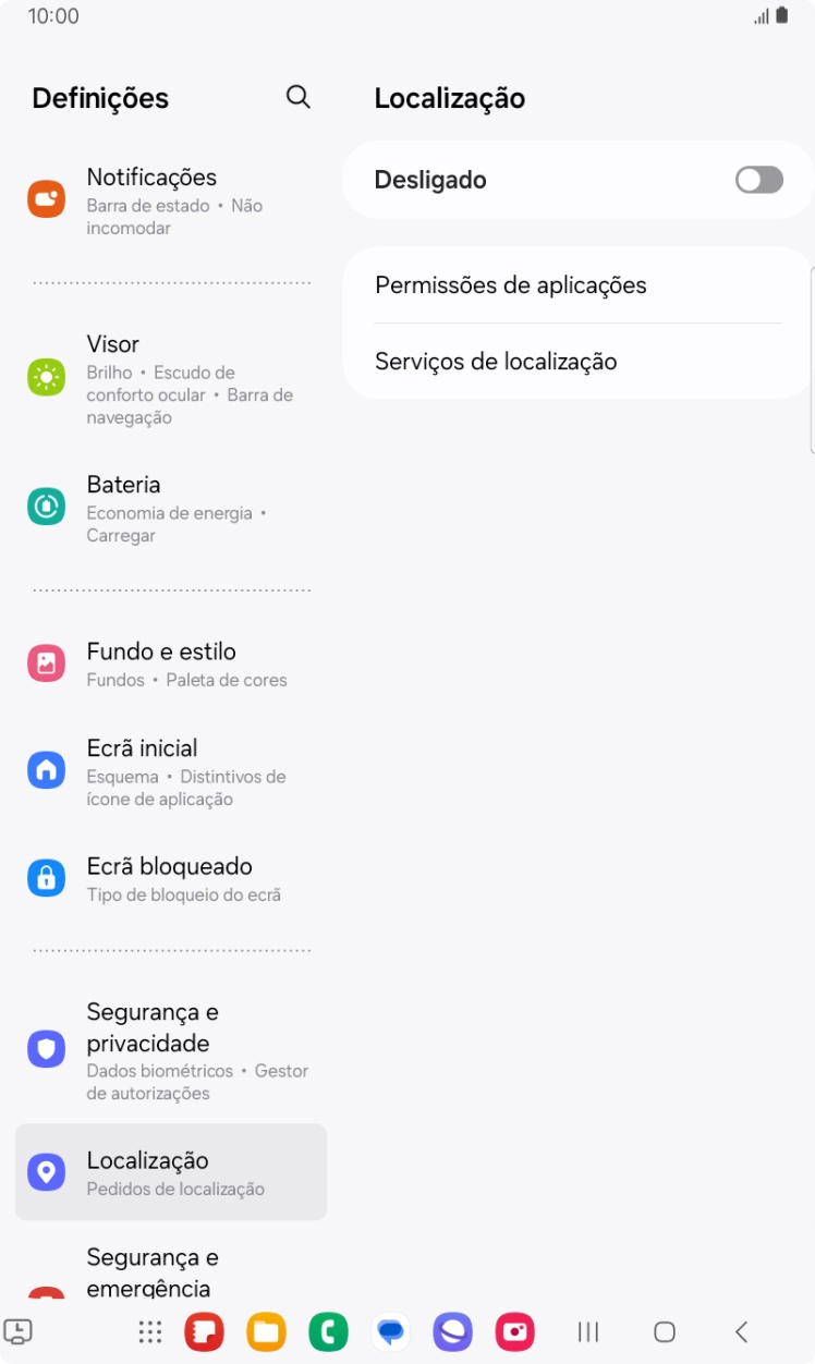 Prima o indicador para ativar ou desativar a função.