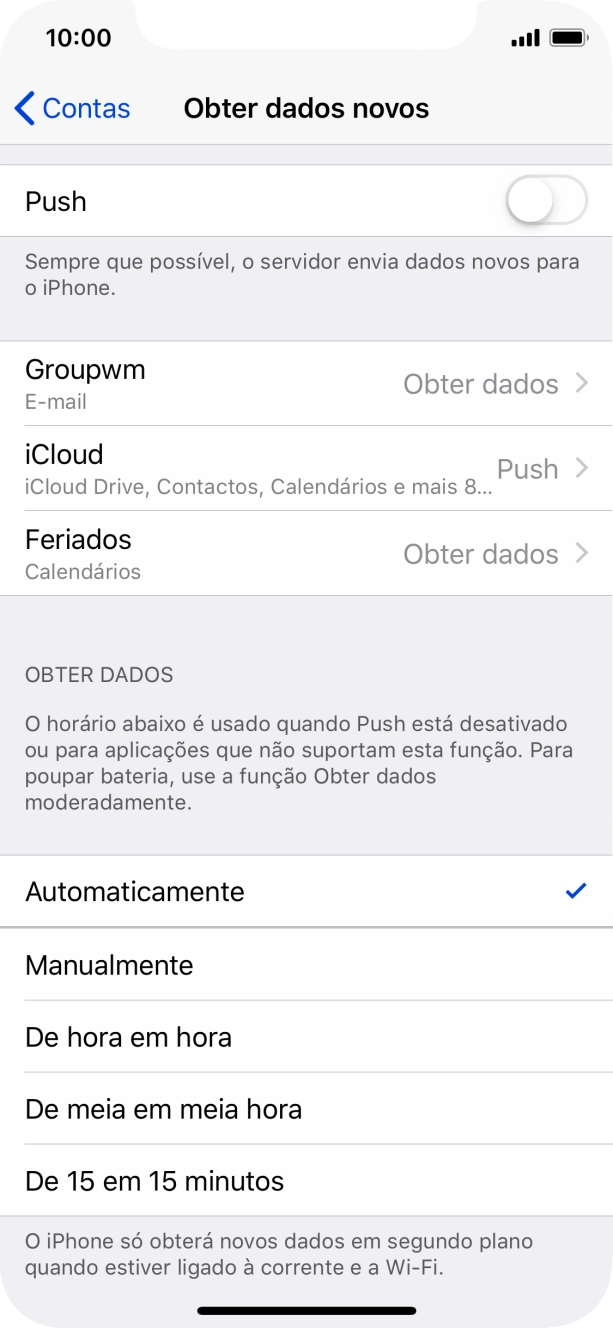 Se desativar a função, prima a definição pretendida.