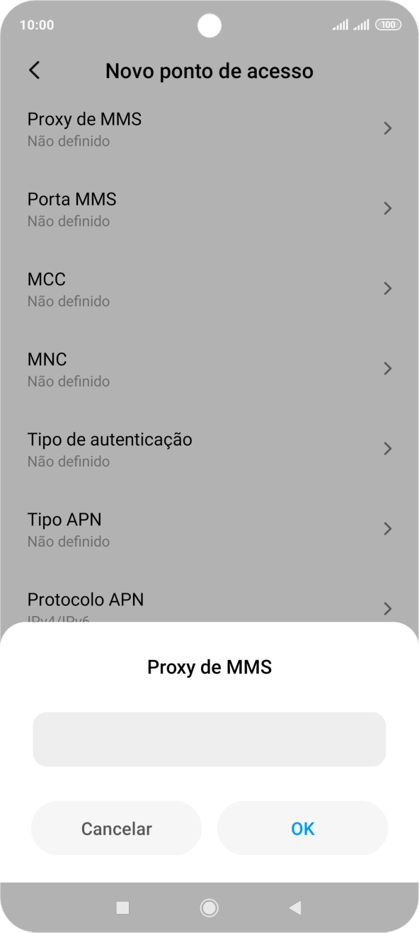 Introduza iproxy.vodafone.pt e prima OK.