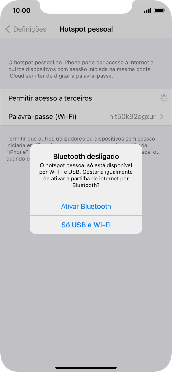 Se o Wi-Fi estiver ativado, prima Só USB e Wi-Fi .