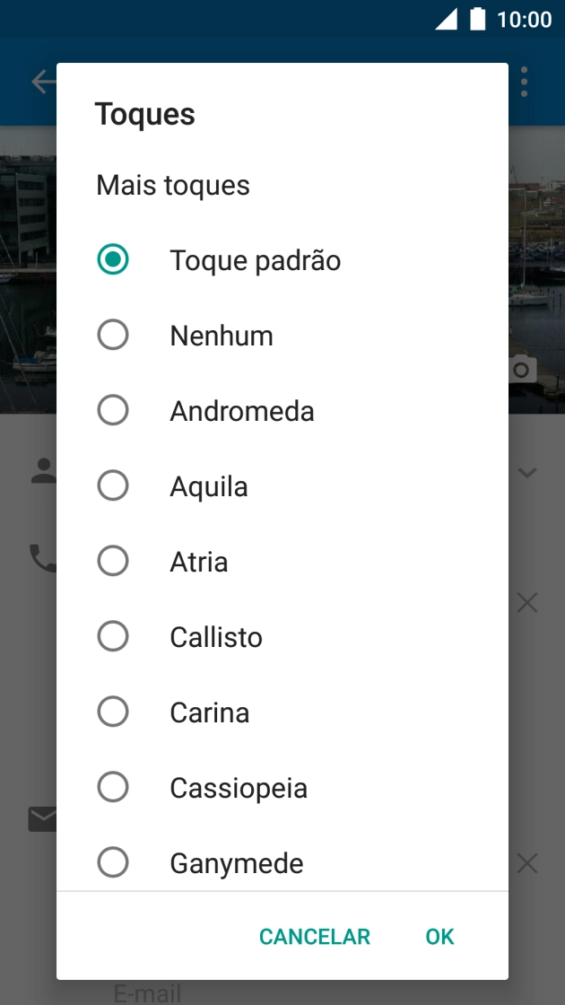 Prima o tom de toque pretendido para o ouvir.