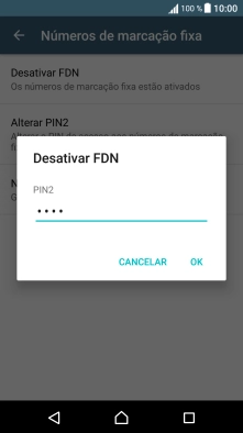Introduza o código PIN2 e prima OK.
