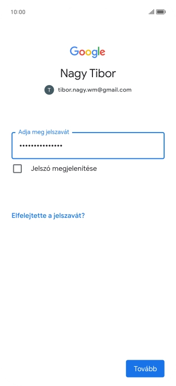 Válaszd a Tovább lehetőséget.