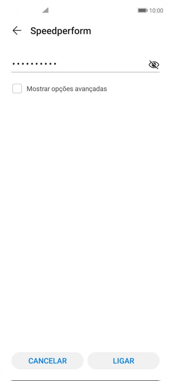 Introduza a password da rede Wi-Fi e prima LIGAR.