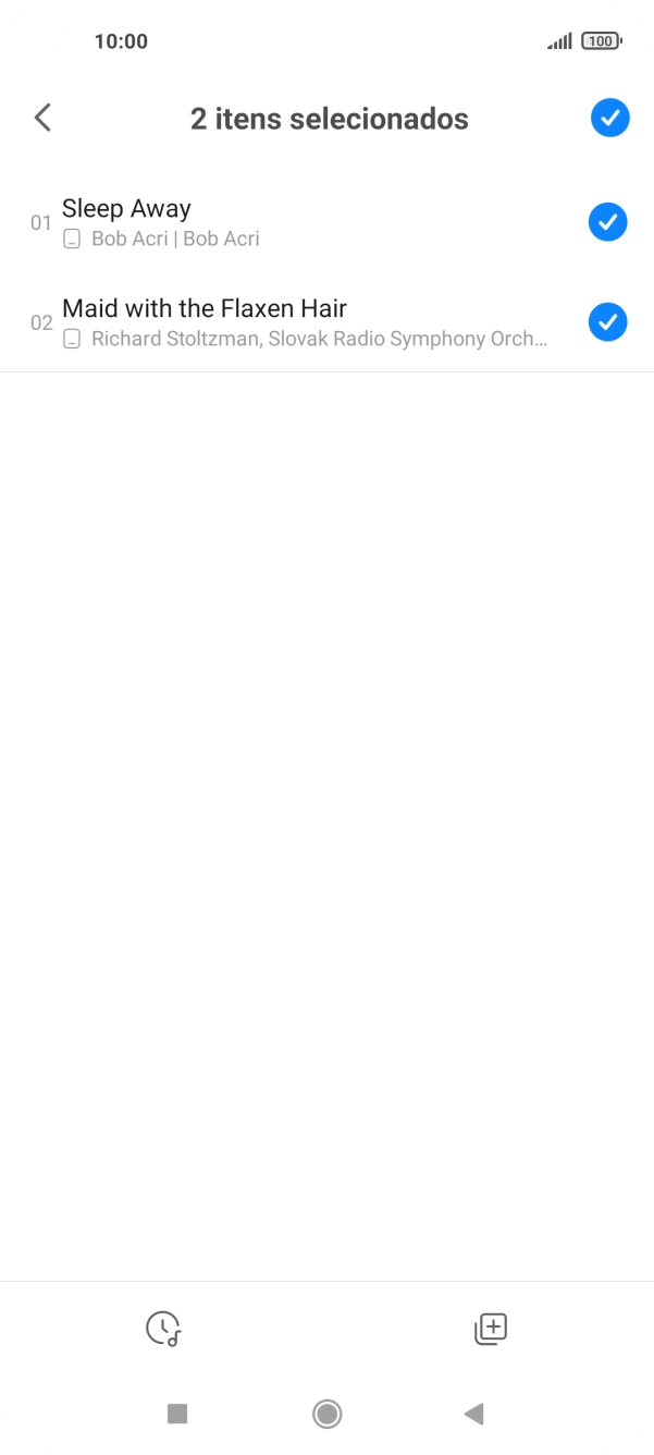 Prima os ficheiros de música pretendidos para os escolher.