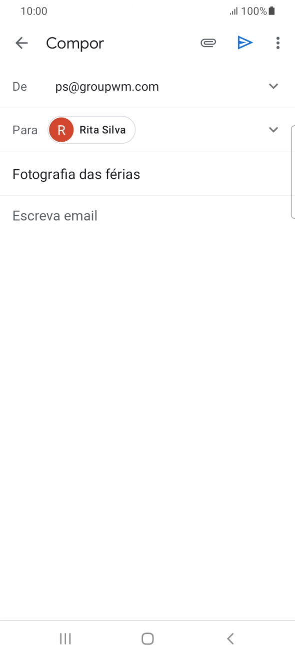 Prima o campo de escrita e escreva o texto do e-mail.
