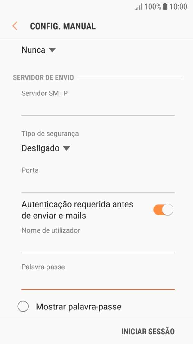 Prima INICIAR SESSÃO.