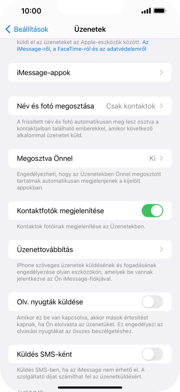 Kattints a „Küldés SMS-ként” melletti csúszkára a funkció be- vagy kikapcsolásához.