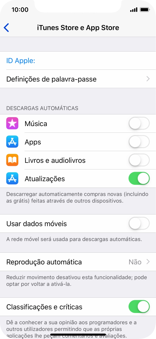 Prima o indicador junto ao tipo de conteúdo pretendido para ativar ou desativar a função.