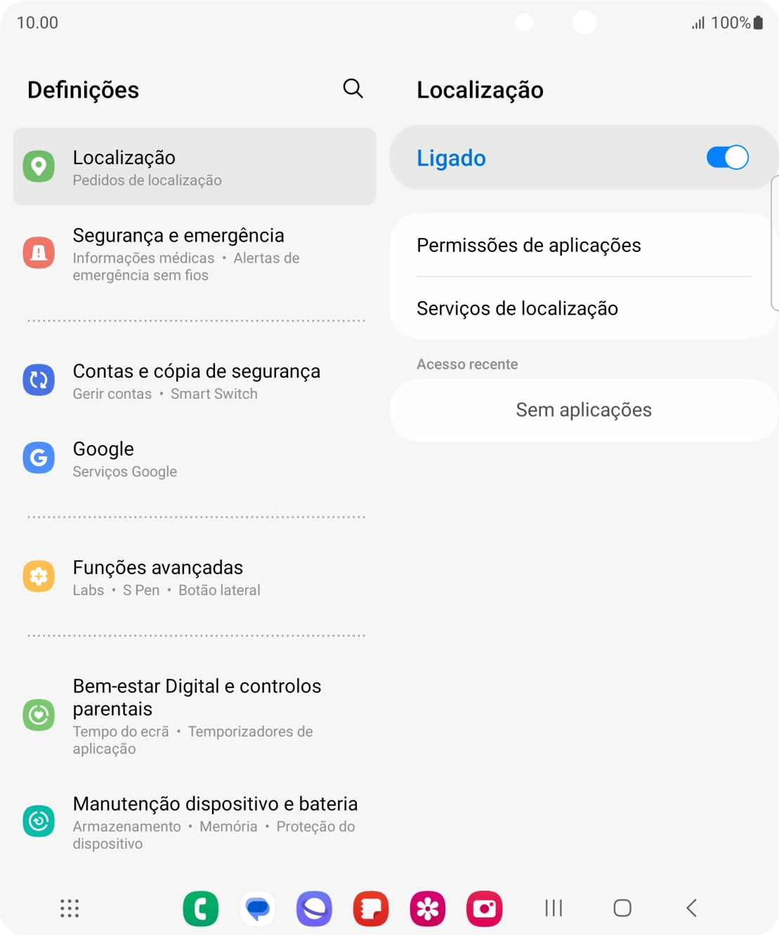 Prima Permissões de aplicações.