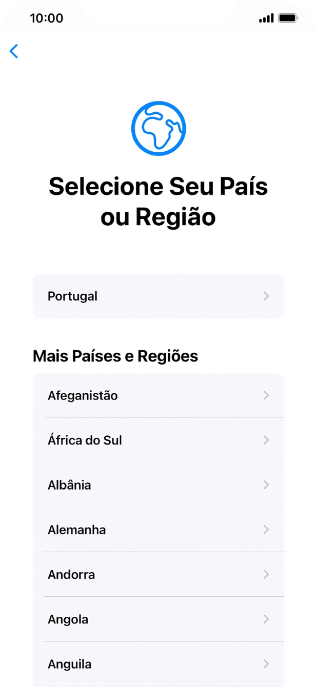 Prima a área ou país pretendido.