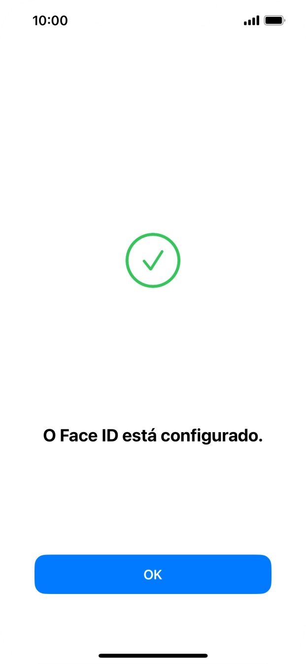 Prima OK. Se ainda não tiver escolhido um código de bloqueio do telefone, introduza um código à escolha duas vezes de seguida.