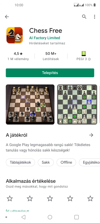 Válaszd a Telepítés lehetőséget, és kövesd a képernyőn megjelenő utasításokat az alkalmazás telepítéséhez.