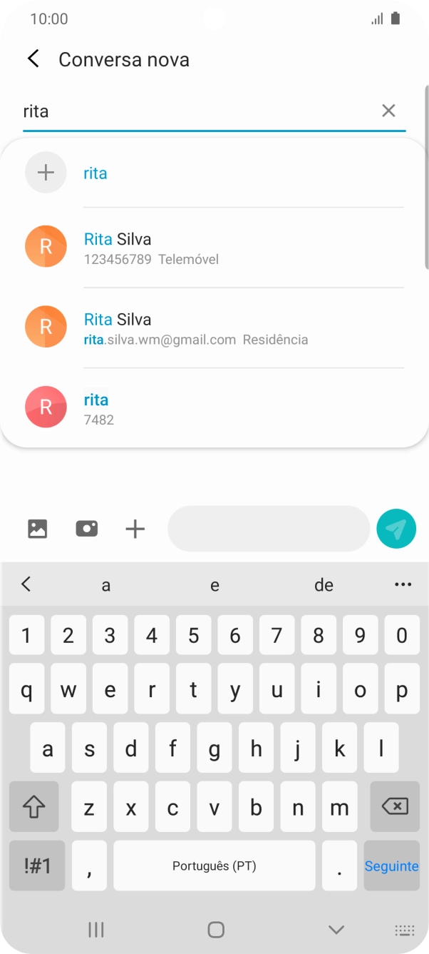 Prima o contacto pretendido.