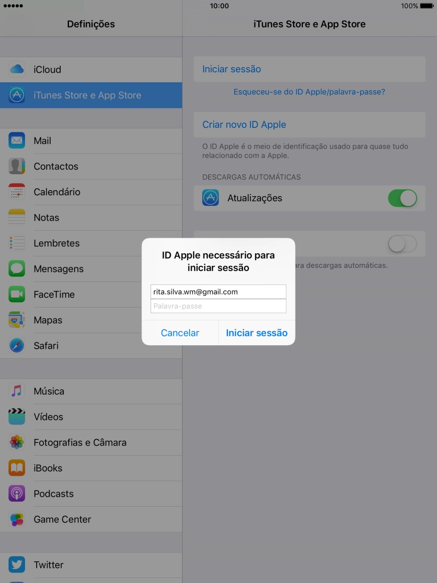 Prima Palavra-passe e introduza a password do ID Apple.