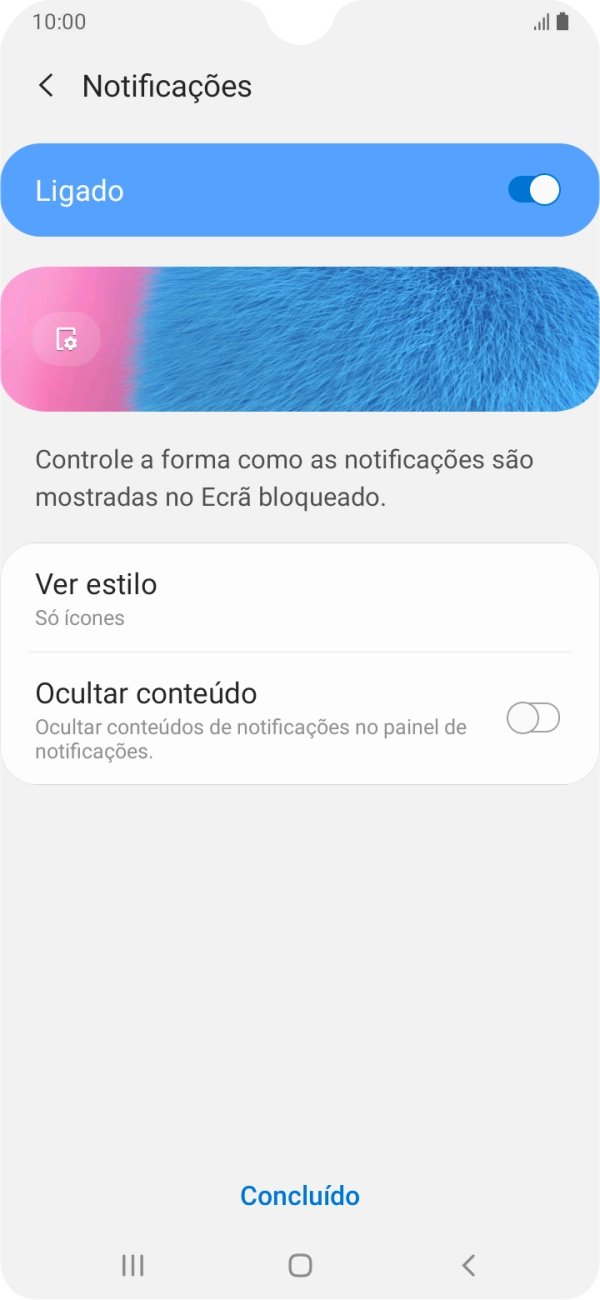 Prima a definição pretendida para a ativar ou desativar.