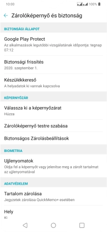 Válaszd az Ujjlenyomatok lehetőséget.