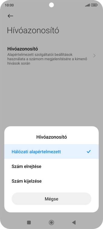 Válaszd a Szám kijelzése lehetőséget a hívószámküldés bekapcsolásához.
