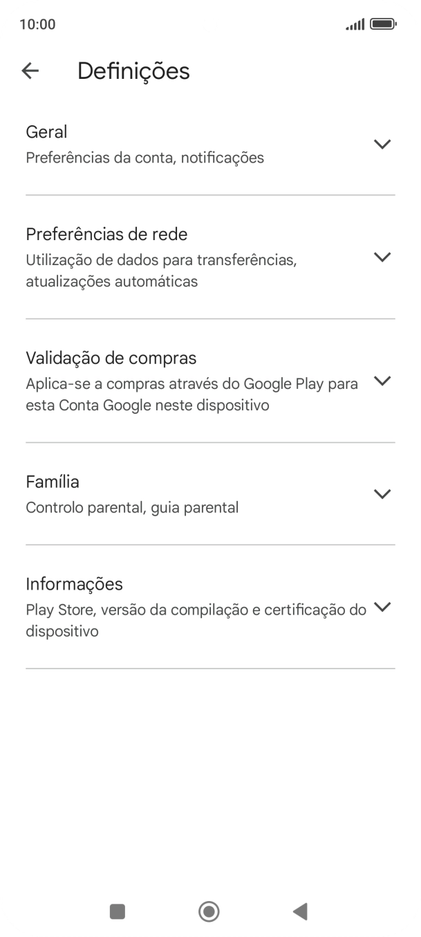 Prima Preferências de rede.