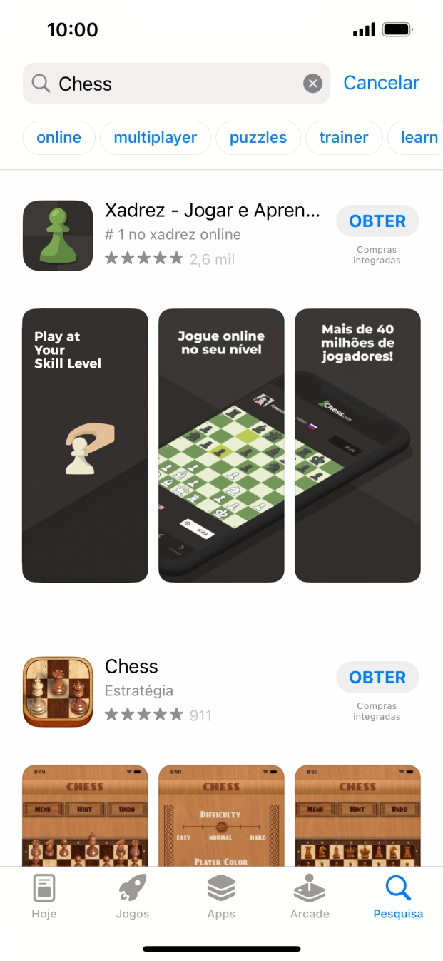 Prima a app pretendida.