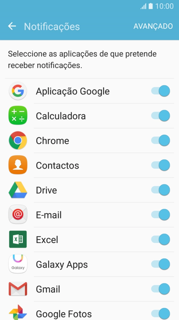 Prima a aplicação pretendida para ativar ou desativar a função.