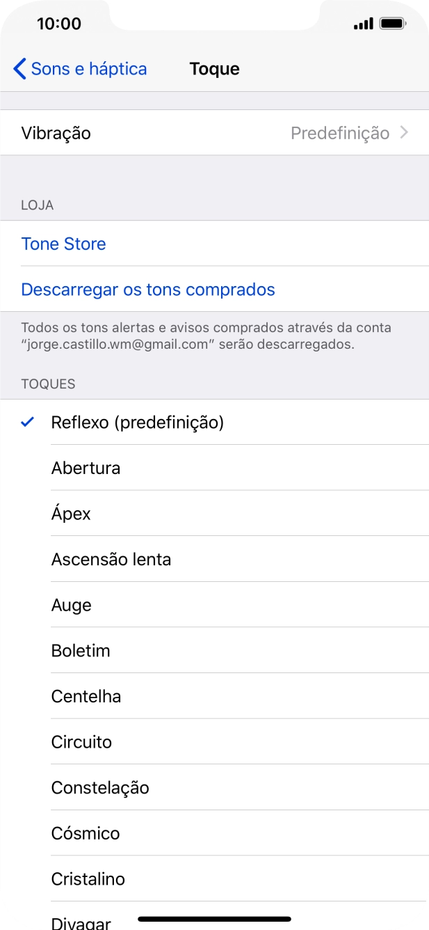 Prima os tons de toque pretendidos para os ouvir.