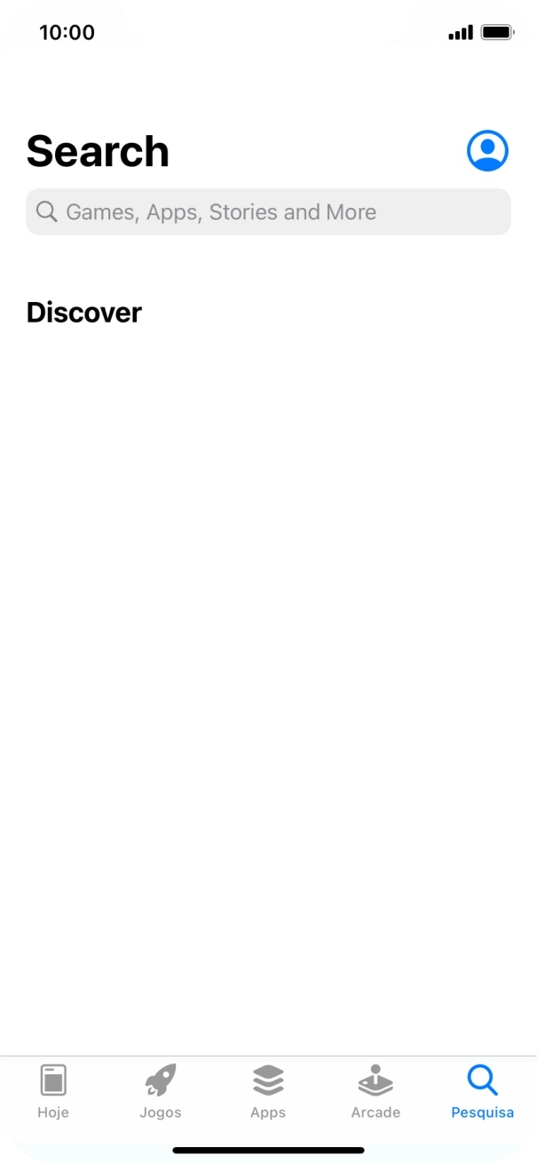 Prima o campo de pesquisa e introduza o nome ou categoria da app pretendida.