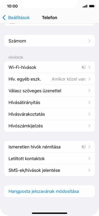 Válaszd a Hívószámkijelzés lehetőséget.