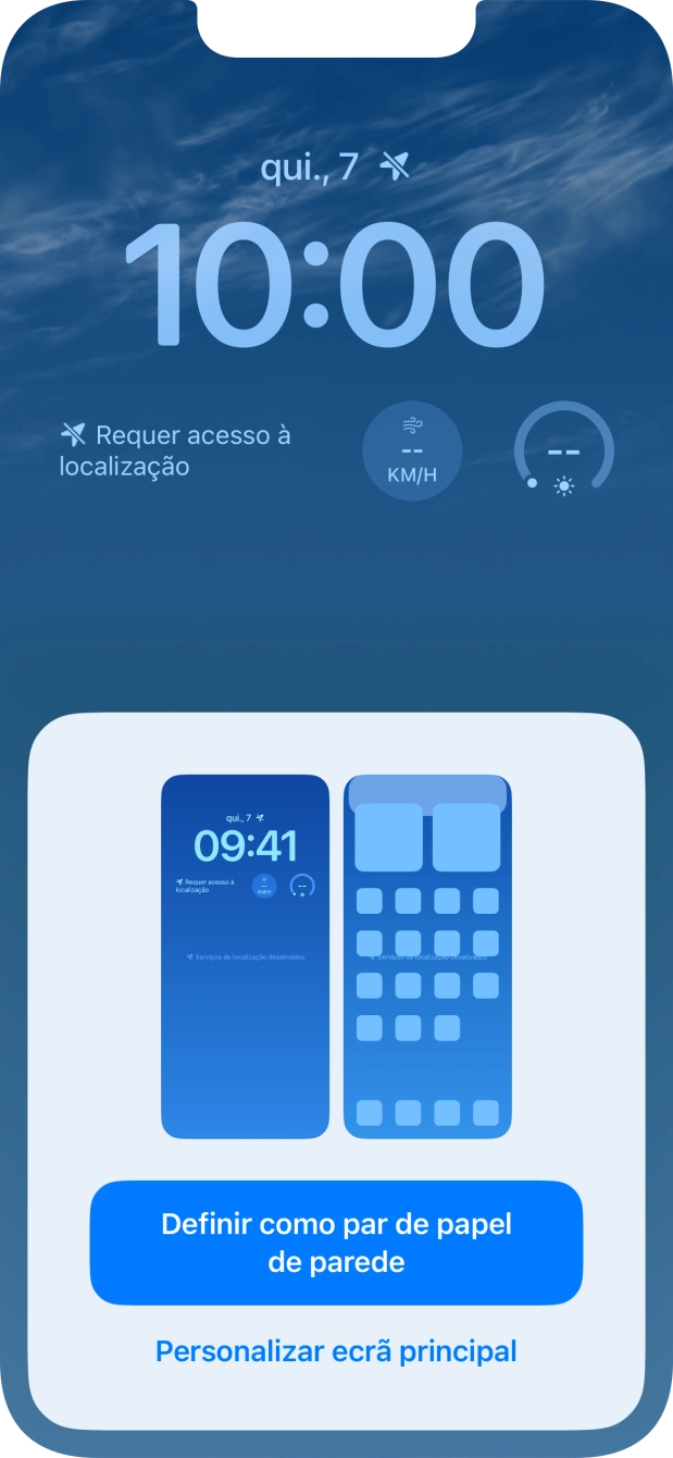 Se pretender utilizar o mesmo esquema de cores para o ecrã principal, prima Definir como par de papel de parede.