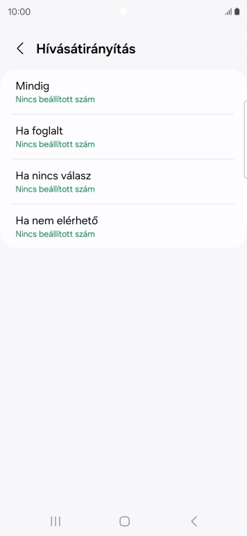 Kattints a kívánt hívásátirányítás-típusra.