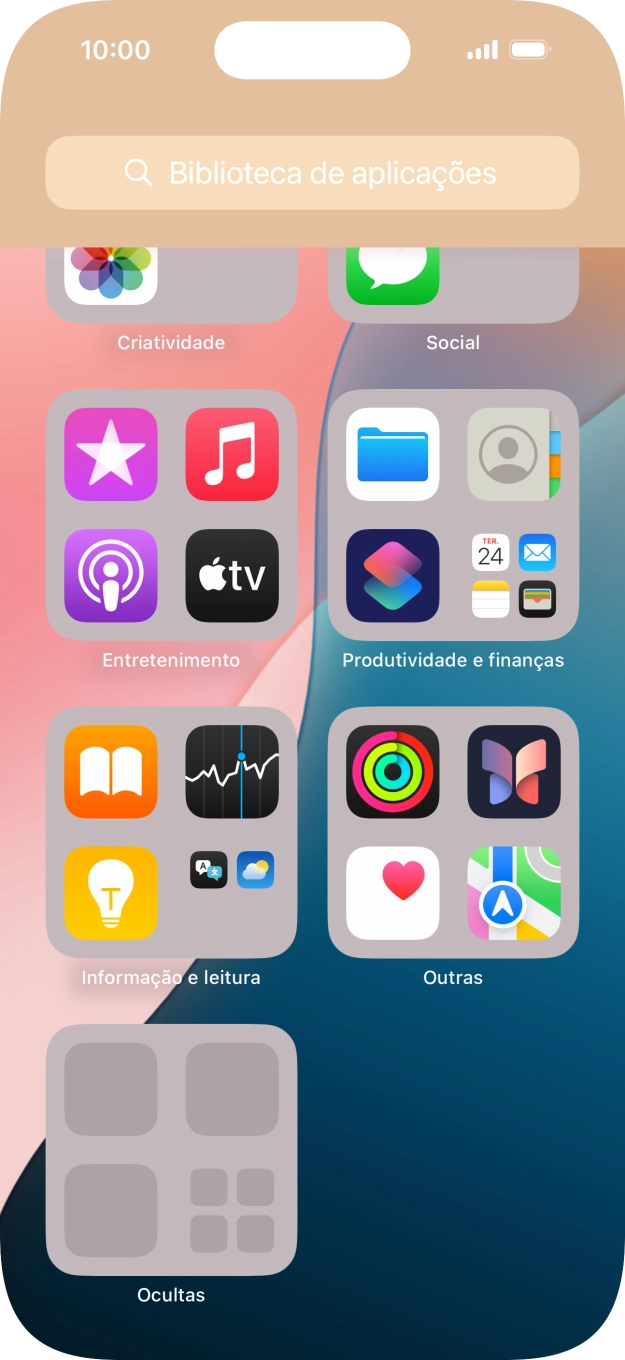 A app está agora colocada na pasta Ocultas da Biblioteca de apps.