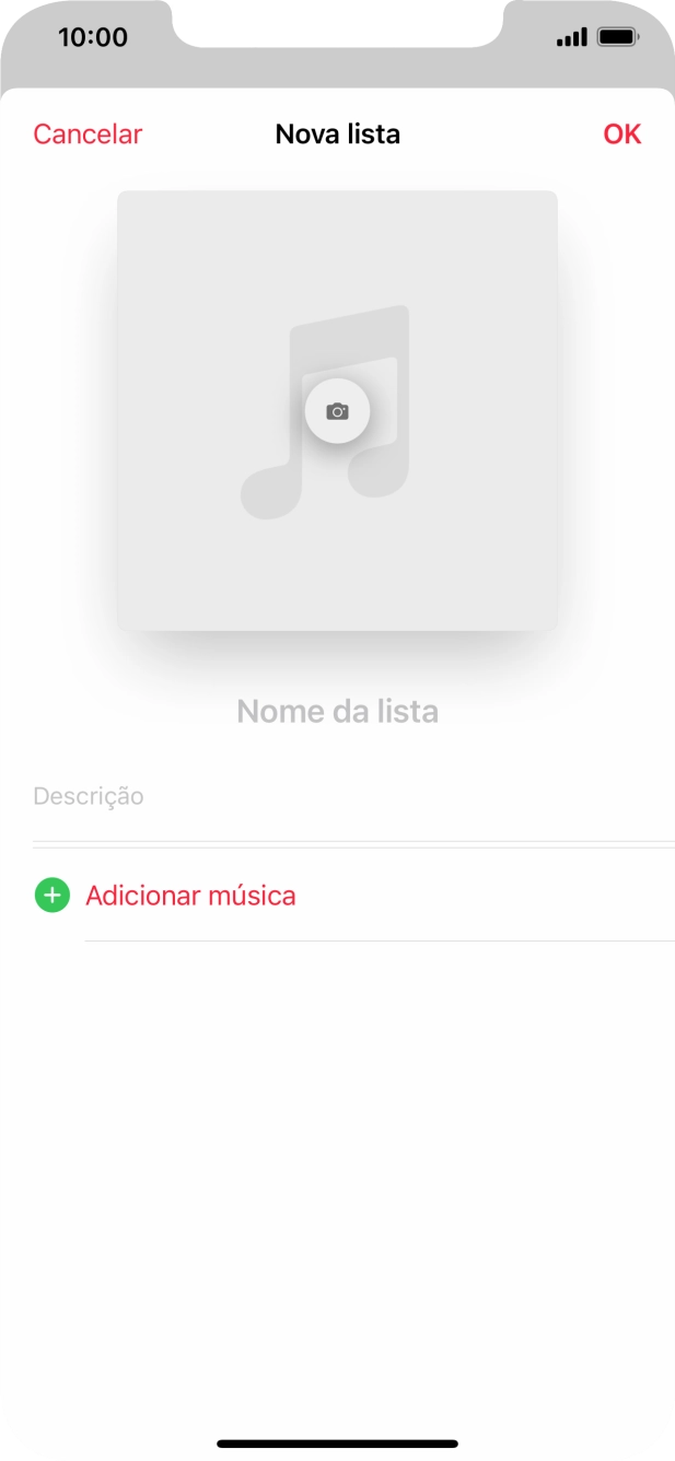 Prima o campo de escrita e introduza o nome da lista de reprodução.