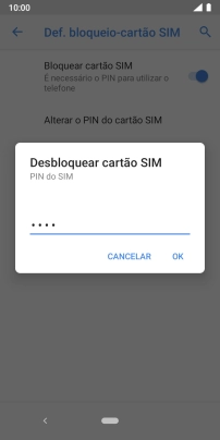 Introduza o seu código PIN e prima OK.
