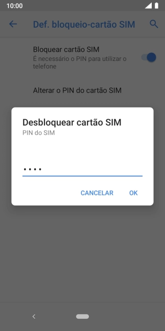 Introduza o seu código PIN e prima OK.