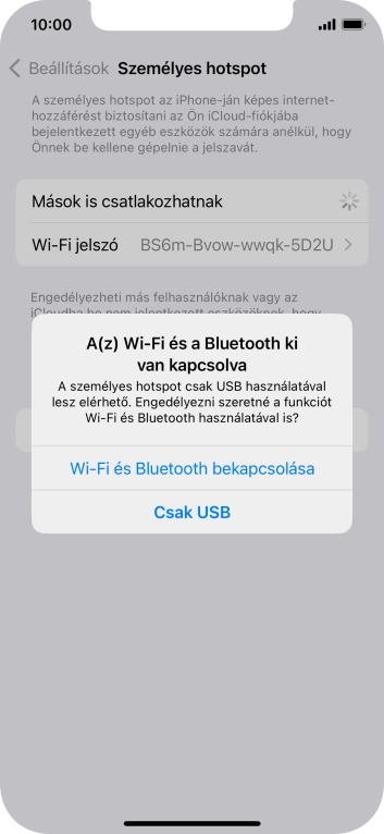 Amennyiben ki van kapcsolva a Wi-Fi, válaszd a Wi-Fi és Bluetooth bekapcsolása lehetőséget.