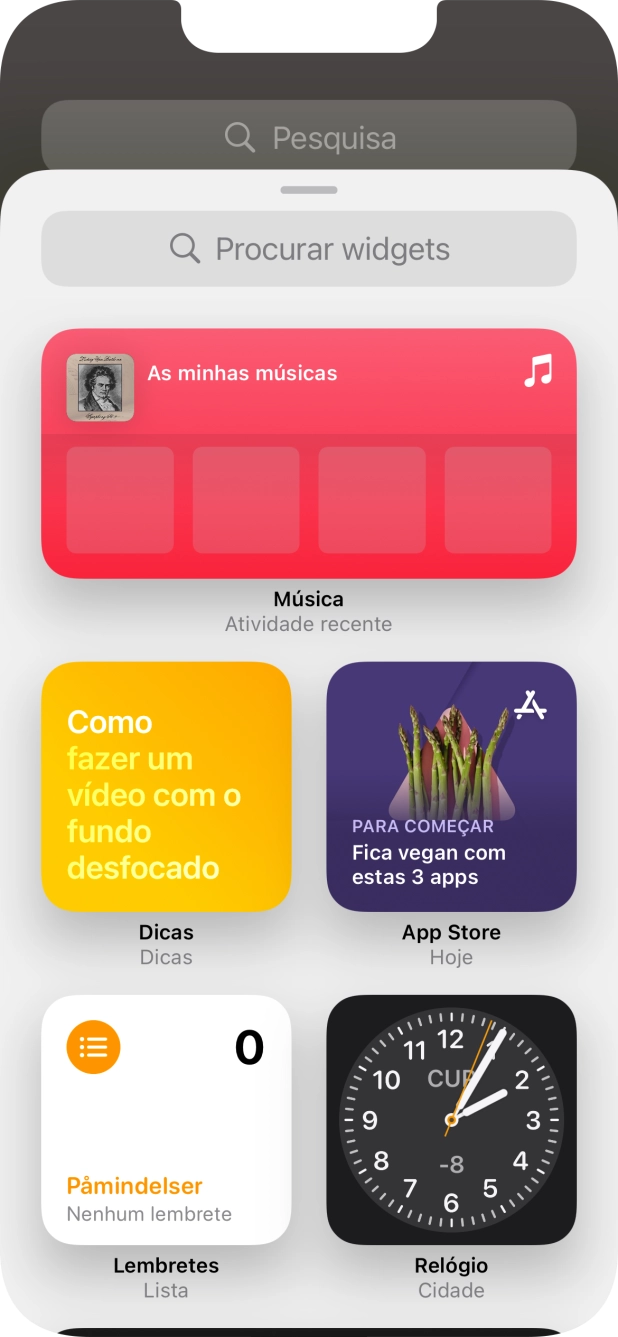Prima o widget pretendido.
