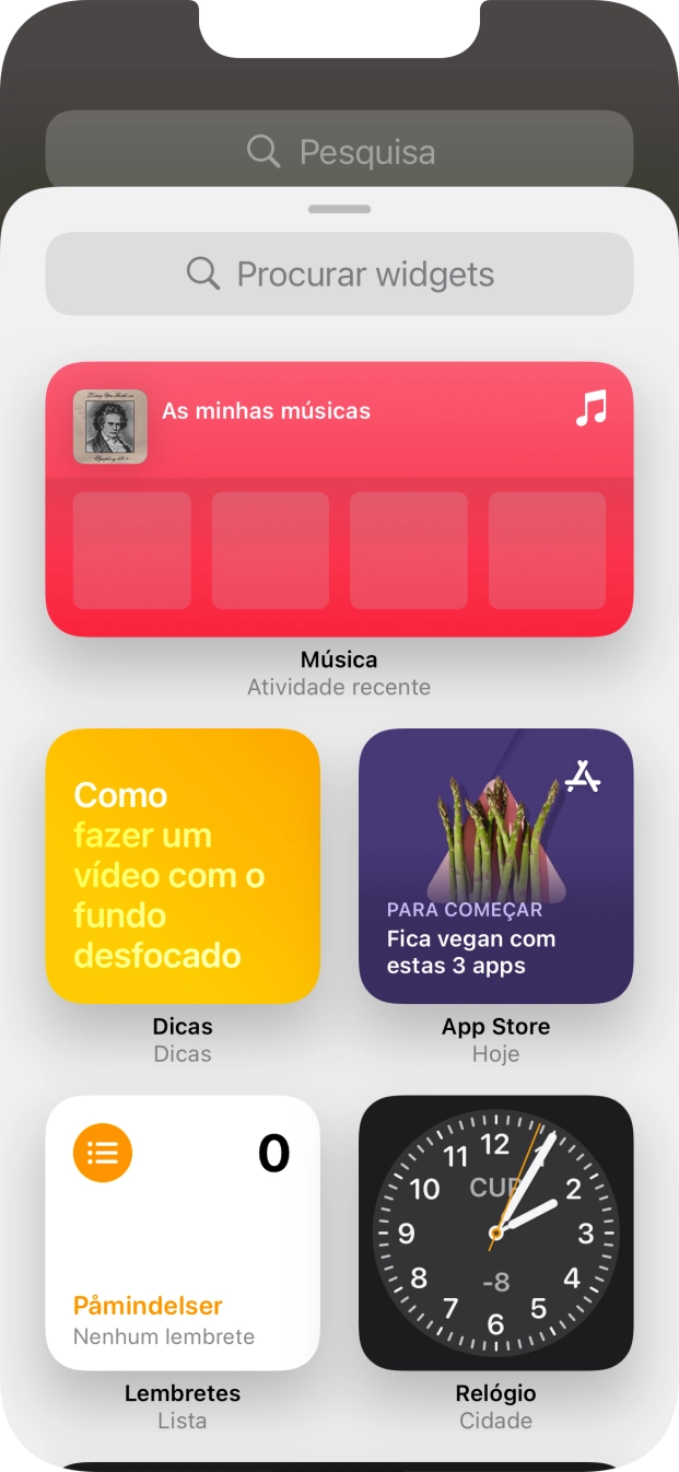 Prima o widget pretendido.