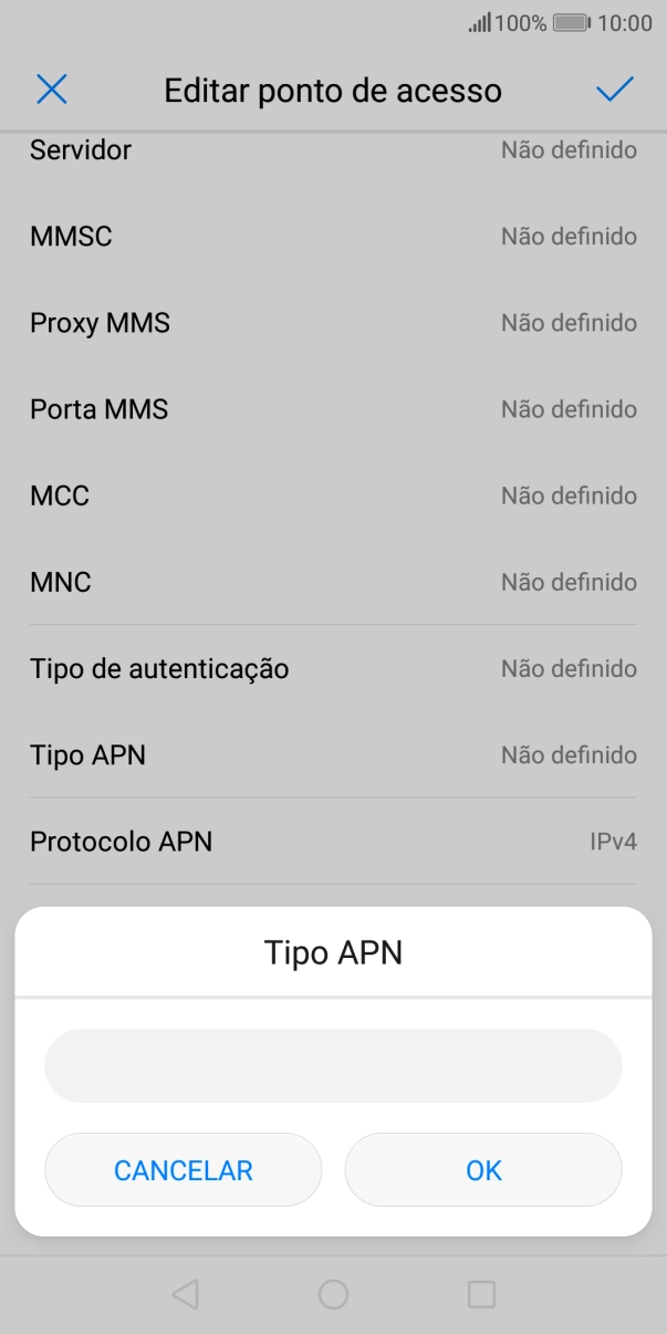 Introduza default e prima OK.
