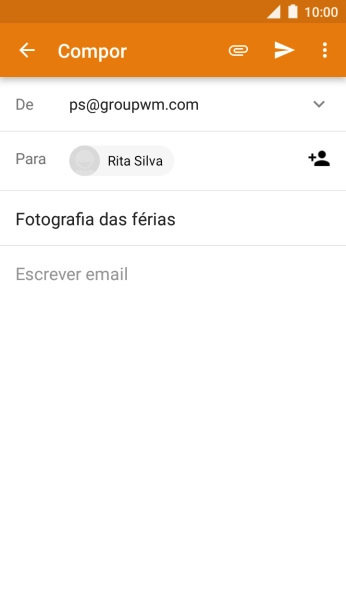 Prima o campo de escrita e escreva o texto do e-mail.