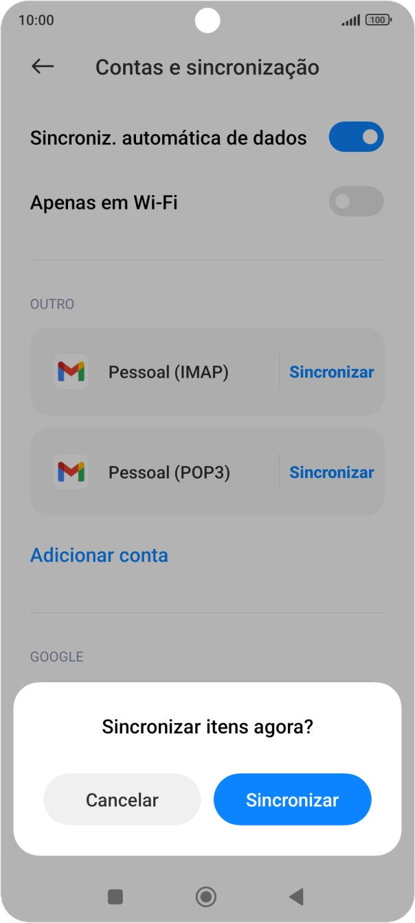 Se ativar a função, prima Sincronizar.
