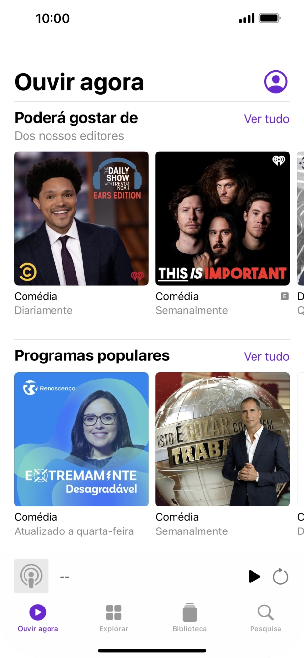 Para voltar ao ecrã inicial, deslize o dedo de baixo para cima a partir da base do ecrã.